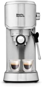 Morphy Richards Compact Espresso Coffee Machine, Dual Cup, 1L Water tank, Variable Steam Control & Milk Frother Wand, Stainless Steel, 172022