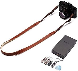 CANPIS Genuine Leather Camera Strap Quick Release CP008 Adjustable Length Vintage Camera Shoulder Strap Neck Strap for Nikon Canon Sony Pentax Leica Olympus Fuji All DSLR Cameras (Brown)