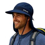 TOP-EX Mens Wide Brim Sun Hat with Neck Protection UPF 50 Oversized Cooling Hat for Fishing Hiking Big Head Adjustable Outdoor Cap Navy L/XL