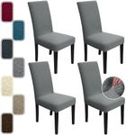 ZNSAYOTX Stretch Dining Chair Covers, 2024 Fashion Jacquard Parson Chair Slipcover 4 Packs, Super Fit Removable Washable Kitchen Chair Protector Cover for Dining Room, Banquet, Restaurant (Light Gray)