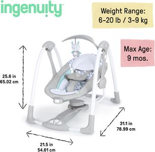 Ingenuity Portable Baby Swing – Compact Foldable Infant Seat