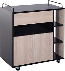 HOMCOM Carrello da Cucina Multiuso Moderno con Ruote Cassetto Anta in Legno Rovere, 76,5x40x82cm