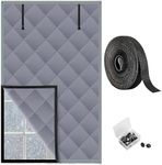 Nkiy Quen 3 Layer Winter Insulated Window Cover-63" x 39" Oxford Thermal Insulated Window Blanket with Fastener-Window Insulation Kit for Winter Keeping Warm