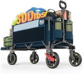 Timber Ridge 49" Extra Long Collapsible Folding Wagon with Tailgate and Brakes, 300lbs Heavy Duty Foldable Wagon with Adjustable Handle, 250L Capacity Portable Cart for Outdoor Camping Sports, Blue