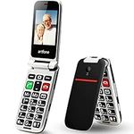 artfone CF241 Senior Flip Mobile Phone Unlocked, Big Button Mobile Phone for Elderly with Dual SIM and 2.4" Large Screen(Black)