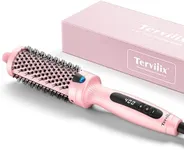 Terviiix 1.5 Inch Thermal Brush Get Voluminous Style, Curling Iron Ceramic Double MCH Hot Brush Tourmaline Ionic Curling Wand, Digital Display 9 Temperatures Heated Round Brush, Dual Voltage