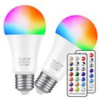 Color Changing Light Bulb,ProPOW 10W RGB Color Light Bulbs with Remote Control A19 LED Night Light Bulbs E26 Mood Lighting Bulb for Home Decor, Party(RGB+Daylight White, Dimmable, 2 Pack)