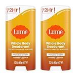 Lume Whole Body Deodorant - Invisible Cream Stick - 72 Hour Odor Control - Aluminum Free, Baking Soda Free, Skin Safe - 2.2 Ounce (Pack of 2) (Toasted Coconut)