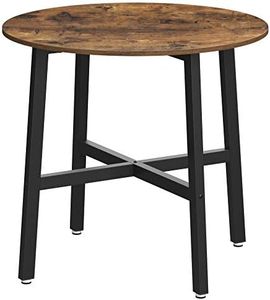 VASAGLE Dining Table, Round Kitchen Table, for Living Room, Office, 80 x 75 cm (Diameter x Height), Industrial Style, Rustic Brown and Black KDT080B01