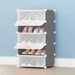 HOOBRO Shoe Rack DIY Portable Shoe Rack Organizer/Multi-Purpose Shelf Storage Cabinet Stand Expandable for Heels, Boots, Slippers Plastic for Entryway or Bedroom Shoe Rack