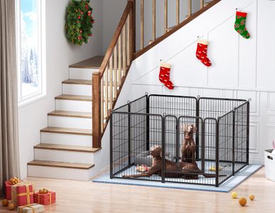 HOMIDEC 8-Panel Dog Pen, 100cm – Black Pet Playpen