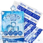 Ice Packs for Lunch Boxes-Dry Ice for Shipping Frozen Food-Reusable Ice Packs 15x12in/4x4in Cells-Flexible Lunch Box Ice Packs Reusable-Freezer Packs-Cold Packs for Shipping Moon Ice (36 Pack)