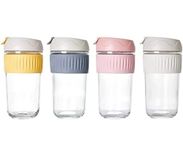 KiKiluxxa Presented Summer Cool Series Water Drinking Soda and Wine Cold Drinks Glass Set Pack of 2 - Sipper Tumbler Mug for Kids Fruit Juice Milk Cup with Lid 320ml (Solit Shot Tumbler 2)