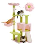 MUTTROS Flower Cat Tree 47.2" Multi-Level Cat Tower with Sisal Covered Scratching Posts, Cute Cat Condo for Indoor Small Medium Cats, Pink Top Perch, Ramp, Fluffy Ball, Pink