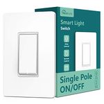 TREATLIFE Smart Light Switch, 2.4Ghz WiFi Light Switch, Works with Alexa, Google Home, Compatible with SmartThings, No Hub Required, Neutral Wire Required, FCC Listed, 1 Pack, Single Pole