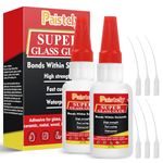 Super Glass Glue 2 Pack, Waterproof And Heat-Resistant Glue for Glass Repair, Glass Glue Strong Clear, Superglue For Bonding Glass, Ceramic, Plastic, Vinyl, Acrylic, Metal, Etc. (30g*2)