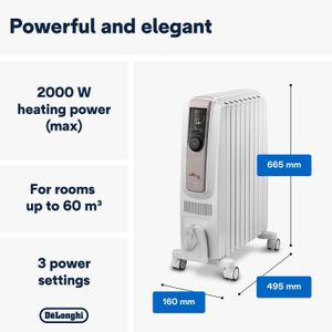 De'Longhi Dragon 4 Oil Radiator Heater – 2000W Electric