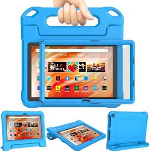 Fire HD 10 & Fire HD 10 Plus Tablet Case for Kids (13th/11th Generation, 2023/2021 Release), DJ&RPPQ Lightweight Shockproof Case Built-in Screen Protector with Handle Stand, Not fit iPad Samsung- Blue