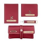 Gift Dede Customize Leather Men's Gift Set with Name Engrave and Charm, Personalized Valentine's Day Gift for Boyfrined and Husband | Birthday Gift for Men's (Wine)