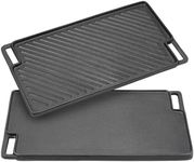 Warmiehomy Cast Iron Griddle Pan,46x25cm Non-Stick Double Sided Pre-Seasoned BBQ Grill Pan with Handles for Oven Gas Induction Electric Hob,Rectangular