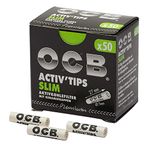 OCB France Auth. Seller RATTAN EXPO - OCB ACTIVATED CHARCOAL SLIM FILTERS WITH CERAMIC CAPS - Rolling Filter Tips/Smoking Filter Tips/Cigarette Filters Tips - 27mm x 7mm - 50 pcs (Pack of 1 box)