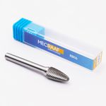 MECRAAF® Super Grade Carbide Rotary Burr Cutter|Single Cut | 6mm Shank (1/4") | Head Dia: 9.5mm |Die Grinder Bit| Tree shape with radius end|for Metal Wood Carving Engraving Polishing Drilling (TB 2)