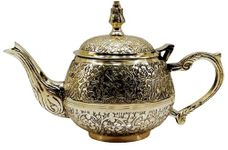 Inpala Metals Peacock Design Brass Tea Pot and Coffee Pot, Serving Tea Coffee, 500 ML (Full Embose)