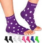 NEWZILL Plantar Fasciitis Socks with Arch Support, Best 24/7 Foot Care Compression Sleeve, Eases Swelling & Heel Spurs, Ankle Brace Support, Increases Circulation (S/M, Purple w White Dots)