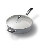 Starfrit The Rock Terra 30cm (12'') Ceramic Non-Stick Deep Fry Pan with Lid - Thick Aluminium Base - PFOA Free - Easy to Clean - Grey