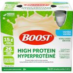 BOOST 15g High Protein Meal Replacement Drink, Vanilla, 6x237ml, Case Pack of 4, Packaging May Vary