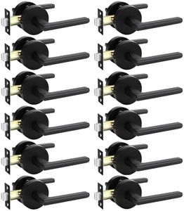 Goldenwarm Black Closet Door Handles, Zinc Alloy Passage Interior Door Handle, Matte Black Door Handles for Closets, Hallways, Heavy Duty Modern Door Levers (12 Pack)
