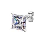 HIGHSPARK 925 Silver Men's "Sparkling Martini" Square Solitaire Stud Earring | 92.5 Sterling Silver and Diamond like Brilliance Sparkling Zirconia | Single Stud for Men | Lovely Gift - Silver 6mm