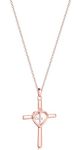 TAISOU Cross Necklace for Women,14K Gold/Whiter Gold Plated Heart Cross Pendant Dainty Chain Gift Box Jewelry for women/girls, 14K Rose Gold Plated, Cubic Zirconia