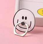 KolorFish Universal Funky Mobile Phone Ring Grip Holder Stand 360 Degree Rotation with Finger Ring for All Mobile Phone and Tablet (Smiley White R177)