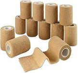 Self Adherent Wrap - Bulk Pack of 12, Athletic Tape Rolls and Sports Wraps, Self Cohesive Non-Woven Adhesive Bandage (3 in x 5 Yards) FDA Approved for Ankle Sprains & Swelling