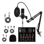 Cezo BM 800 Condenser Microphone Kit Set with V8 Sound Card, Boom Arm Stand, Pop Shield Recording Studio Equipment Full Set with 3.5mm Mic for Smartphones Live Streaming Youtubers - Black