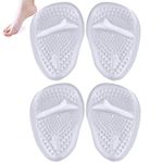 nuoshen 2 Pairs Gel Insoles Women, Metatarsal Gel Cushion Foot Pain Relief Pads Ball Foot Gel Pads Cushions (Transparent)