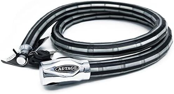Artago 5315 Pitón Antirrobo Moto Alta Gama, Cerradura Alta Seguridad DISC-TECH ART+, Cierre Blindado Giratorio, Tapa Anti-Polvo, Candado Articulado Cadena Antirrobo para Moto, Scooter, Bici, 150 cm