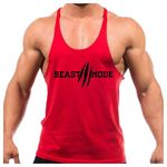 Crown Designs Gorilla Lifting Bodybuilding Weight-training Sports Stringer Vest Top with Y Back Racerback Fit for Men & Teens - Red with Black Design / 2X-Large