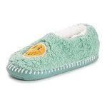 MUK LUKS Women's Sherpa Smiley Ballerina Slipper, Mint, Small-Medium