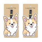 Corgi Luggage Tags for Suitcases 2-Pack Cute Silicone Luggage Tag with Name ID Card Funny Suitcase Label