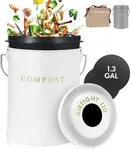 White Compost Bin Kitchen Counter, Countertop Compost Bin with Lid, Kitchen Compost Bin Indoor Compost Bin, Compost Container Compost Bucket for Kitchen, Compost Pail Kitchen Compost Bin Countertop