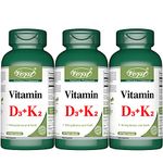 VORST Vitamin D3 + Vitamin K2 (1000 IU Vitamin D + 120mcg Vitamin K) 120 Vegan Capsules | Essential Supplement for Healthy Bones & Teeth | Powder Pills | Alternative to Drops, Gummies & Sprays | 3 Bottles