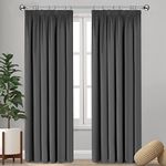 Imperial Rooms Grey Blackout Curtains for Bedroom Pencil Pleat Curtains & Drapes Window Treatments Super Soft Thermal Black Out Living Room Curtain with Tiebacks 66 x 72 Drop Inch 2 Panels