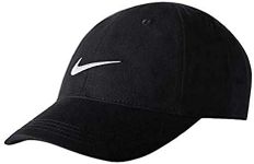 Nike Youth's Embroidered Swoosh Logo Cotton Baseball Cap (Black with Embroidered White Signature Swoosh Logo, 4/7-Toddler)