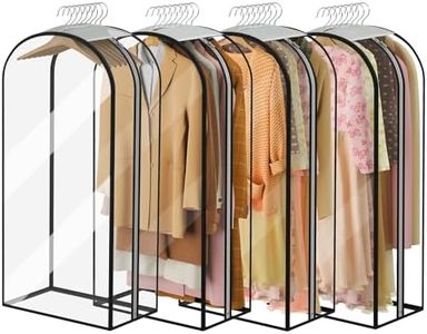 Garment Bags for Hanging Clothes 40” Long,Ultra Clear Suit Bags for Closet Storage, Moving Organization, Travel Covers with 10" Gussets for Coat, Dress, Shirt and Sweater - 4 PCS