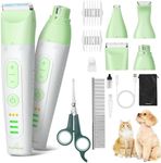 SUPRENT Dog Grooming Kit, 4 in 1 Dog Clippers for Grooming Supplies, Cordless Electric Pet Nail Grinder Cat Paw Trimmer Professional Long Hair Shaver Set for Cat Matted Hair and Small Dogs Thick Coats