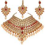 Lucky Jewellery Non Precious Metal Set for Women (1815-L1Ss-Kd124-Lct-Mod-2, Red)