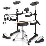 Ktaxon Electric Drum Set, Electronic Drum Set with Mesh Drum, Cymbals, Adjustable Throne, Headphones, Sticks, Pedals and Velcros, Electric Drums with 150 Sounds and 10 Demos for Beginner