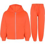 A2Z 4 Kids Unisex Plain Tracksuit Hoodie with Sports - T.S Plain Neon Orange 13.